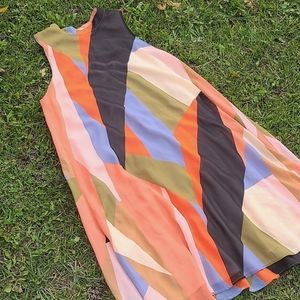 Maeve for Anthropologie High Neck Colorblock, Geometric Swing Dress